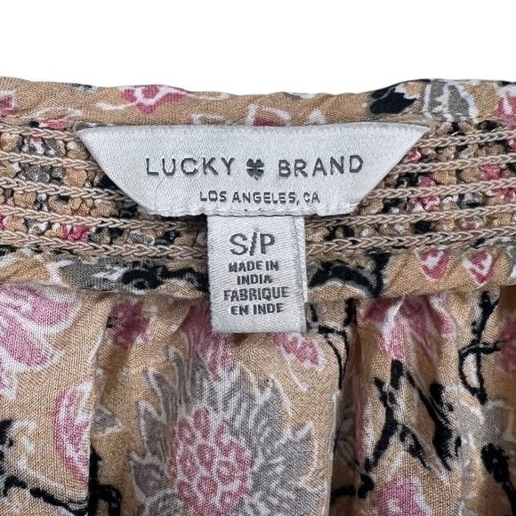 Lucky Brand Paisley Peasant Top Tassel Tie Boho Pink Size Small - Picture 6 of 7